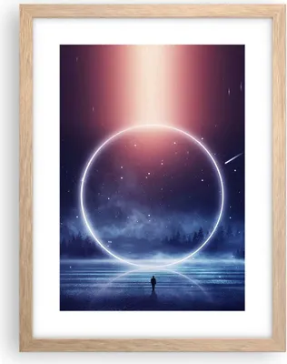 Produktbild von Gerahmtes Poster - Rahmen in heller Eiche - Fantasie Ring Kosmos - 30x40 cm - Wand Bild - Wanddeko - Wandbilder - Kunstposter - Wandposter - Bilderrahmen - Bilder - Kunstdruck - P2NPA30x40-4664