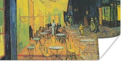 Produktbild von MuchoWow® Poster Caféterrasse bei Nacht - Vincent van Gogh 160x80 cm - Foto Poster