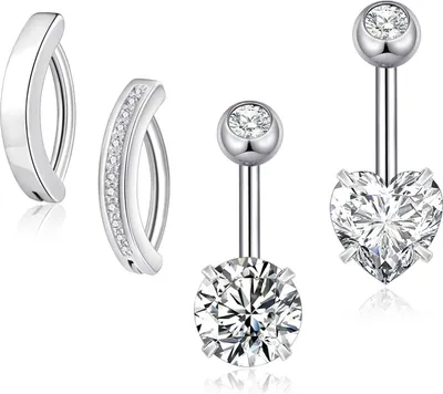 Image de Candyfancy Set de Piercing au Nombril 316L Acier Chirurgical Zirconia Coeur 14G 10mm
