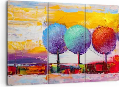 Produktbild von Bild auf Leinwand - Leinwandbild - Bäume Wiese Sommer - 105x70cm - Wand Bild - Wanddeko - Leinwanddruck - Bilder - Kunstdruck - Wanddekoration - Leinwand bilder - Wandkunst - CE105x70-4110