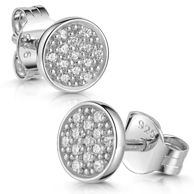 Produktbild von MATERIA by Matthias Wagner Zirkonia Ohrstecker rund 925 Sterling Silber rhodiniert für Damen SO-128