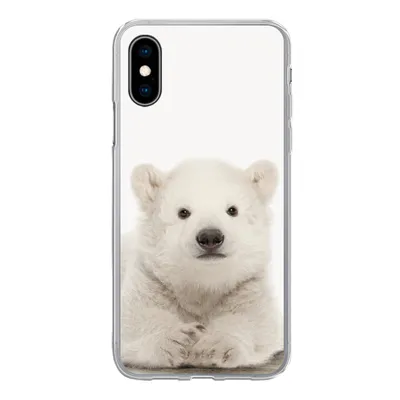Produktbild von MuchoWow® Handyhülle Schutzhülle Hülle für iPhone X Eisbär - Tiere - Kinder - Weiß - Jungen - Mädchen Silikon Softcase Handy Hülle - Handyhülle