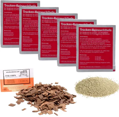 Produktbild von 5 x VINA Hefe für Weißweine und Schaumweine 20g - Weinhefe, Birnenwein Hefe