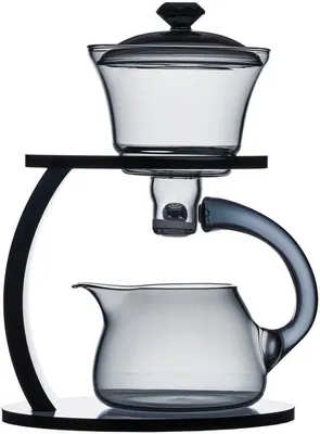 Produktbild von Unyqoos® Glas-Teeset mit halbautomatischer Teekanne, herausnehmbarem Edelstahl-Teefilter, hitzebeständig, 400 ml