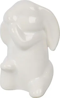 Zdjęcie produktu dla Figurka Dekoracyjna Świąteczny Zając z Białej Ceramiki 9.5x7 cm