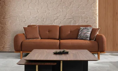 Produktbild von Stoffsofa Dreisitzer Couch Braun Sofa 3 Sitzer Polstersofa Moderne
