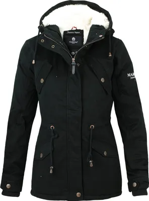 Produktbild von Marikoo Manolya Damen Winter Jacke Stepp Parka Mantel Teddyfell warm gefüttert Manolya Schwarz Gr. 40 - L