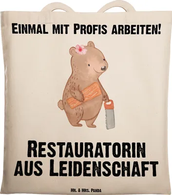 Produktbild von Mr. & Mrs. Panda Tote Bag Restauratorin Leidenschaft - Transparent - Geschenk, studententasche, Jutebeutel, dokumententasche, Tasche, Laptoptasche