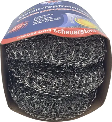 Produktbild von Metall-Topfreiniger 3er-Set Scheuerschwamm Metallschwamm Reinigungsschwamm Grillreiniger Küchenreiniger