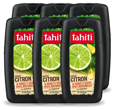 Obrázok produktu pre 6 kusov gélu na sprchovanie Tahiti s vôňou citrónu a kokosu – hydratačný – 250 ml – výhodný balík