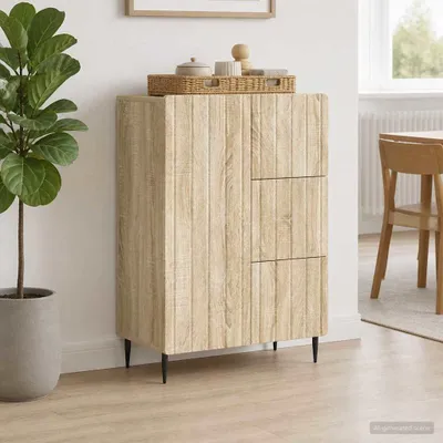 Image de Buffet vidaXL en chêne Sonoma, 66 x 34,5 x 91,5 cm, aggloméré