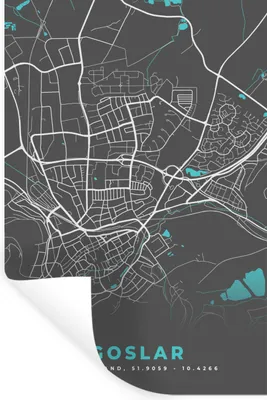 Produktbild von MuchoWow® Wandtattoo Wandsticker Wandaufkleber Blau - Deutschland - Karte - Stadtplan - Goslar 40x60 cm Selbstklebend und Repositionierbar - Wierderverwendbar - Selbstklebend