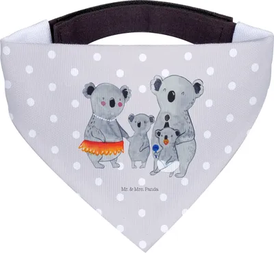 Produktbild von Mr. & Mrs. Panda Hunde Halstuch Koala Familie - Grau Pastell - Geschenk, Dreieckstuch, Koalas, Hund, Hals Tuch, Papa, Kinder, Für, Muttertag, Bandana, Family