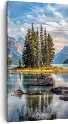 Produktbild von Bild auf Leinwand - Leinwandbild - Einteilig - See Landschaft Natur - 45x80cm - Wand Bild - Wanddeko - Wandbilder - Leinwanddruck - Bilder - Wanddekoration - Leinwand bilder - Wandbild - PA45x80-4133