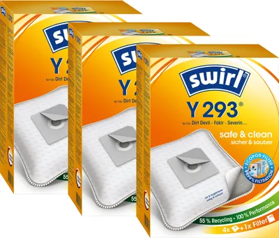 Produktbild von SWIRL Staubsaugerbeutel Y293 EcoPor® für Dirt Devil Fakir Severin 12 Beutel