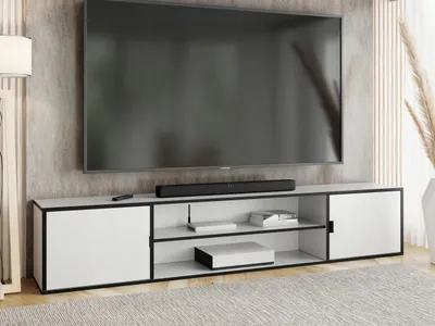 Produktbild von KierMoebel Tv Schrank LUNO 4, Modern Lowboard Weiß 206,4x42x38,8 cm