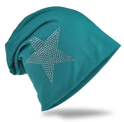 Produktbild von Beanie Muetze Strass Stern Petrol