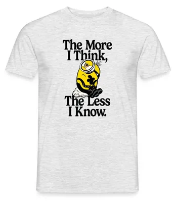 Produktbild von Spreadshirt Minions The More I Think The Less I Know Denken Männer T-Shirt, XXL, Grau meliert