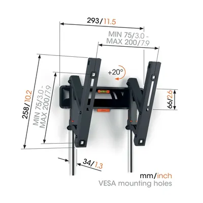 Produktbild von Vogels COMFORT TVM 3215 schwarz Tilt Small Wandhalterung schwarz