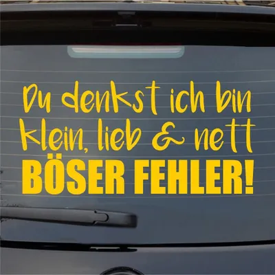 Produktbild von Heckscheibenaufkleber Denkst ich bin klein lieb nett Böser Fehler 54x54 cm Gelb Auto Aufkleber Sticker