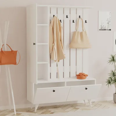 Produktbild von Aiello - Flurmöbel, 112x35x170h cm Weiß, Kleiderständer