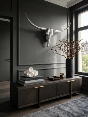 Produktbild von Bull Geweih S Wanddekoration 74cm breit Alu Aluminium silber Aluminiumdekoration Wandgeweih Designdekoration