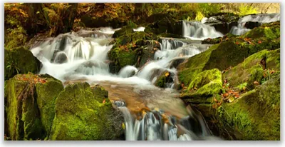 Produktbild von Glasbilder 140x70 Wandbild Druck auf Glas Wasserfall Felsen Natur