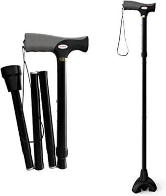 Produktbild von Famanu Gehstock Faltbar - Schwarz - 84-94 CM
