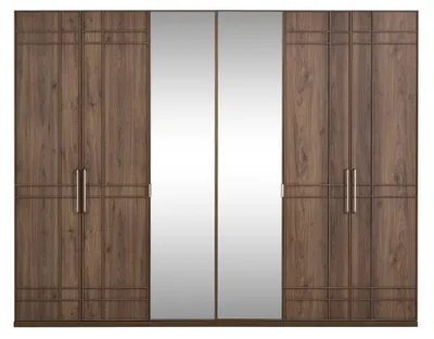 Image de Armoire à vêtements Armoire de chambre à coucher Marron Bois Miroir 6 portes