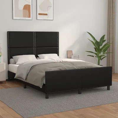 Zdjęcie produktu dla Maison Exclusive – łóżko z zagłówkiem, czarne, 140 x 190 cm, ze sztucznej skóry