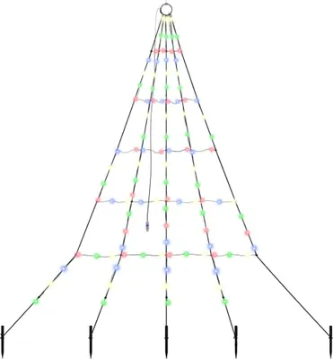 Produktbild von vidaXL LED Weihnachtsbaum mit Erdspießen Mehrfarbig 182 cm Metall