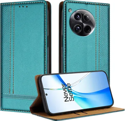 Produktbild von Handyhülle für OnePlus 12 Leder Flip Klappbare Schutzhülle mit Standfunktion Grün