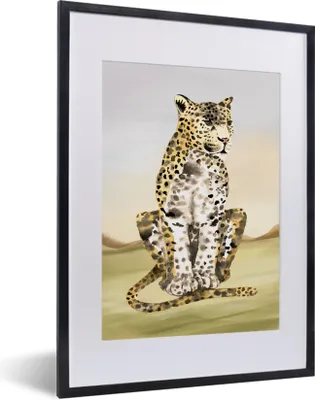 Produktbild von MuchoWow® Gerahmtes Poster Tiere - Dschungel - Leopard 30x40 cm - Poster mit Schwarzem Bilderrahmen Wandposter Rahmen Foto Bilder - Wandposter Schlafzimmer