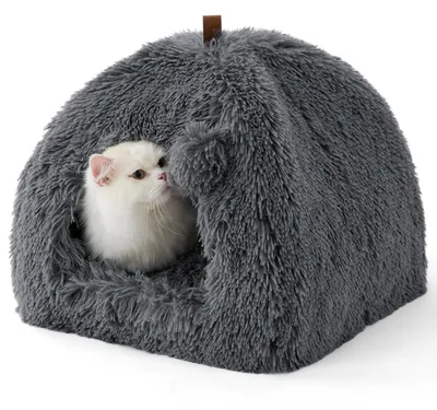 Imagen del producto de Cama de felpa para gatos, suave y cómoda, de 40x40x40 cm, con cojín extraíble