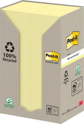 Produktbild von Post-it® Recycling Notes Gelb Haftnotizen 38x51mm 24 Blöcke 100 Blatt