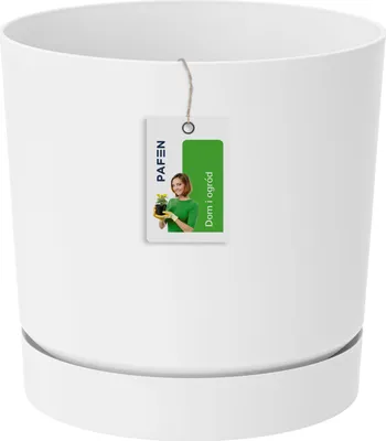 Produktbild von Blumentopf mit Untersetzer weiß TUBO P DPOP180-S449