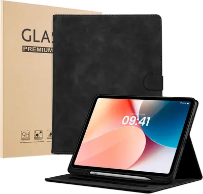 Produktbild von LBH Tablet Schutzhülle + 2x 9H Display Glas für Apple iPad Pro 6. Gen 12.9 Zoll Cover Case Schutz Tablet Farbe: Schwarz