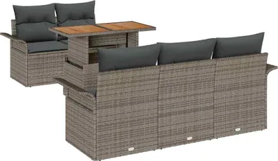 Produktbild von vidaXL Garten-Sofa-Set mit Speicher 6 pcs Grau Poly Rattan