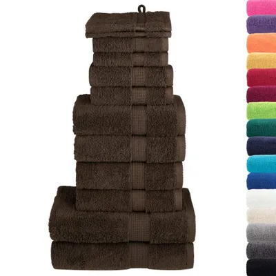 Image de vidaXL Set de 12 serviettes premium SOLUND Marron 600 g/m