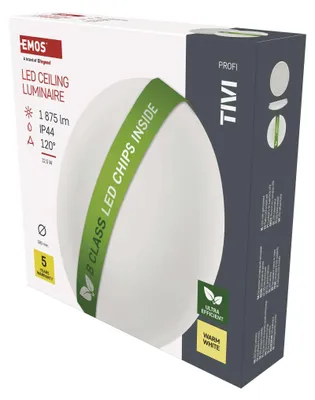 LED přisazené svítidlo TIVI, B CLASS, kruhové bílé 12,5W, IP44, teplá bílá