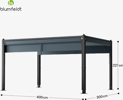 Zdjęcie produktu dla BlumfeldtPantheon Cortina altana ogrodowa 3x4 m, odporna na warunki atmosferyczne, malowana proszkowo, rolety boczne