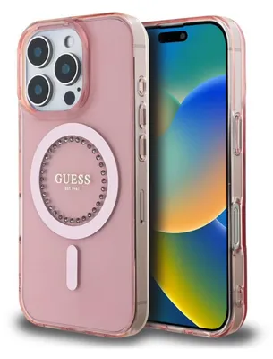 Immagine prodotto di Guess Guhmp16Lpftdtep Iphone 16 Pro 6.3 Różowy/Rosa Custodia rigida Iml Strass Magsafe