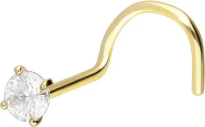 Produktbild von Nasenpiercing, Nasenstecker 14/18 Karat Gold Nasenstecker Spirale EINGEFASSTER MOISSANIT 14 Karat | Gold Kristallgröße: 2mm