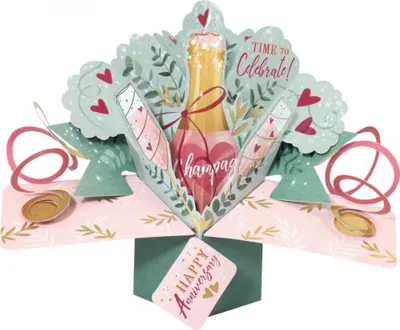 Produktbild von Grußkarte PopUp "Happy Anniversary" Champagner