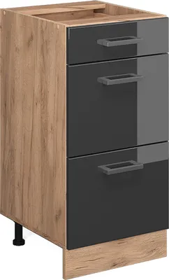 Produktbild von Küchenunterschrank Vicco R-Line Anthrazit Hochglanz 40 cm mit Schubladen, ohne Arbeitsplatte, Model 37477