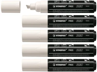 Produktbild von STABILO Acrylmarker -  FREE Acrylic T800C - Strichbreite 4-10 mm - weiß weiß