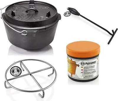 Productafbeelding van Gietijzeren Dutch Oven Pan Starterset met Poten en Accessoires