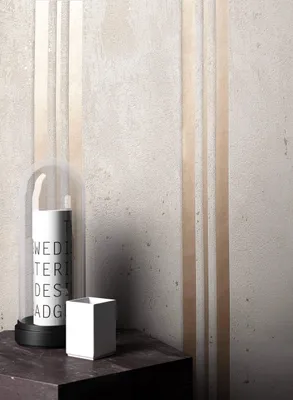 Produktbild von NEWROOM Tapete Beige Vliestapete Glänzend - Streifentapete Grafisch Gold Streifen Beton Betontapete Industrial Linien