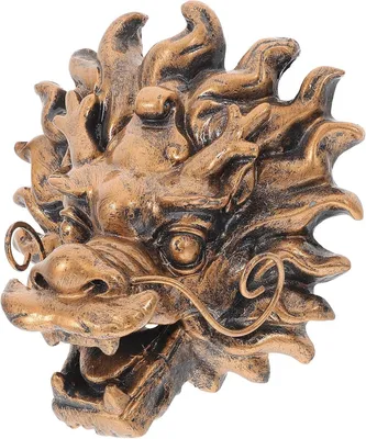 Produktbild von Wandbrunnen mit Drachenkopf aus Kunstharz, 13X15X8cm, wetterfeste Gartendekoration mit Wasserfontäne für Außenbereiche und Villen