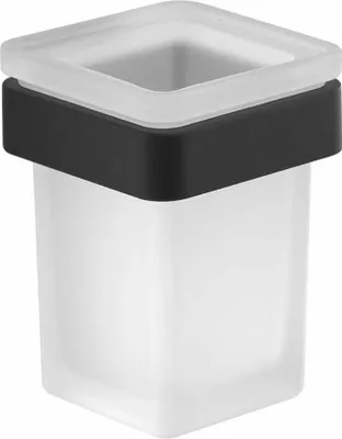 Image de Sapho Gedy Samoa - Pot à brosse à dents et dentifrice avec support, verre givré/noir mat A81014